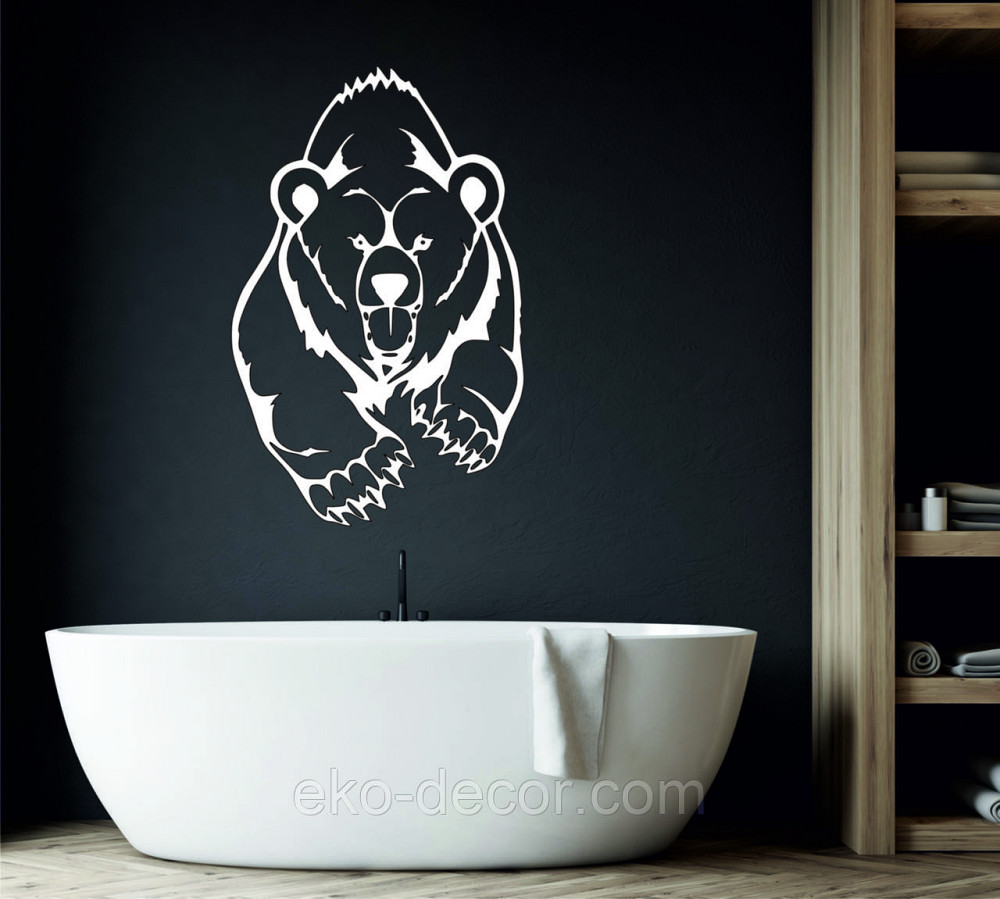 Декоративне настінне Панно «Ведмідь» Декор на стену 90*57 см, Білий Київ - фото 6