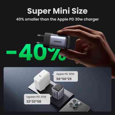 Зарядний пристрій Ugreen 1xUSB 30W Gan Type-C PD Nexode Mini Grey CD319 (90666) Вінниця