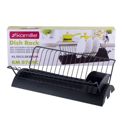 Сушарка для посуду 41,5*25,5*11,5см з піддоном хромована сталь чорний 0769C KAMILLE Житомир - фото 10