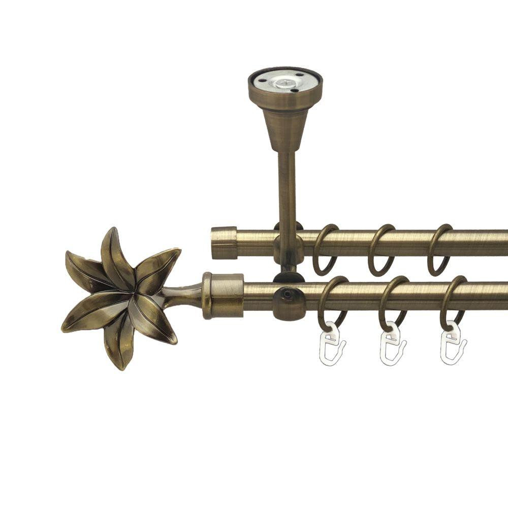 Карниз Orvit Флоріта металевий дворядний відкритий до стелі гладка труба кільце металеве Антик 16\16 мм 240 см (00-00016989) Львів - фото 1