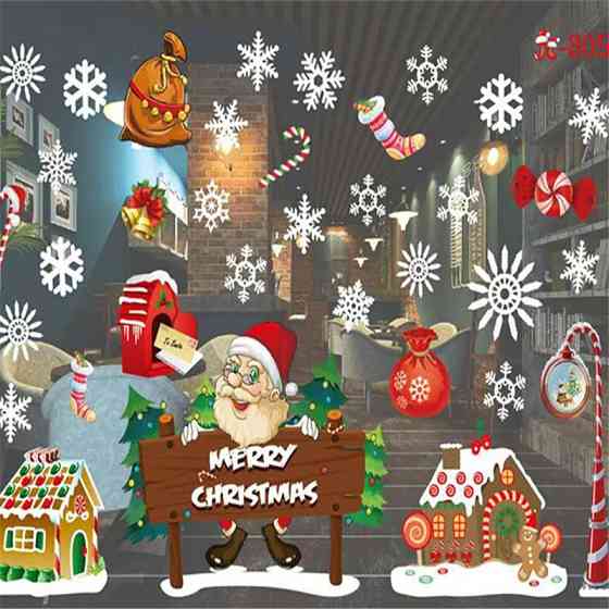 Наклейка на окно новогодняя Дед Мороз 50 на 70 см разноцветный Киев