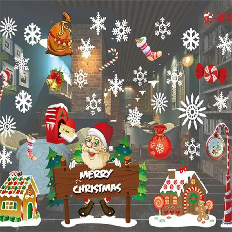 Наклейка на вікна новорічна Дід Мороз 50 на 70 см різнобарвний Київ - фото 1