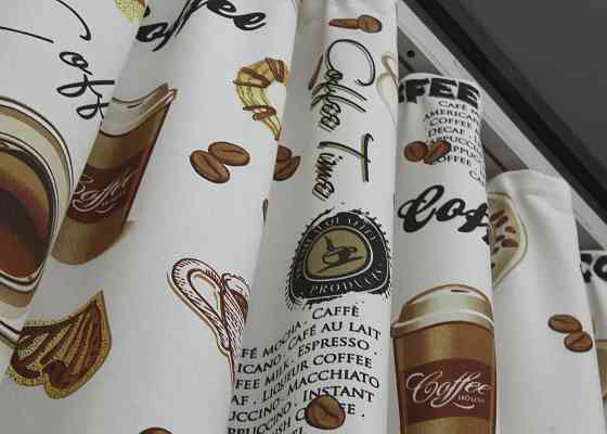 Шторна тканина, з різнокольоровим принтом "Coffee-House" колір різнокольоровий 1497ш Київ