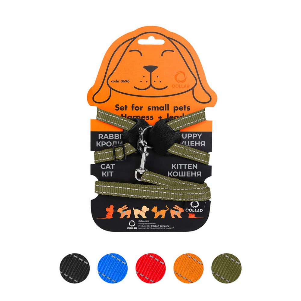 Шлей Dog Extreme из нейлона на планшете для кроликов (ширина 14мм, В:30-45см) хаки Киев - изображение 1