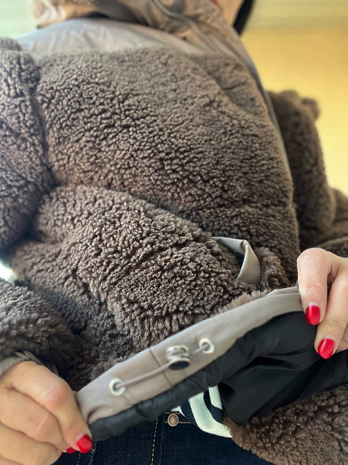 Куртка женская Lady Yep 9055 тедди комбинированный искусственный мех оверсайз с капюшоном, коричневый, 44-48 Киев - изображение 19