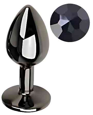 Анальная пробка с кристаллом EGZO - Dark Gray Round Plug Black, size S Sex Aura Киев