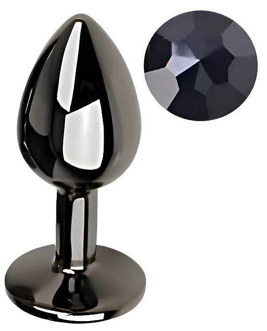 Анальная пробка с кристаллом EGZO - Dark Gray Round Plug Black, size S Sex Aura Киев - изображение 2