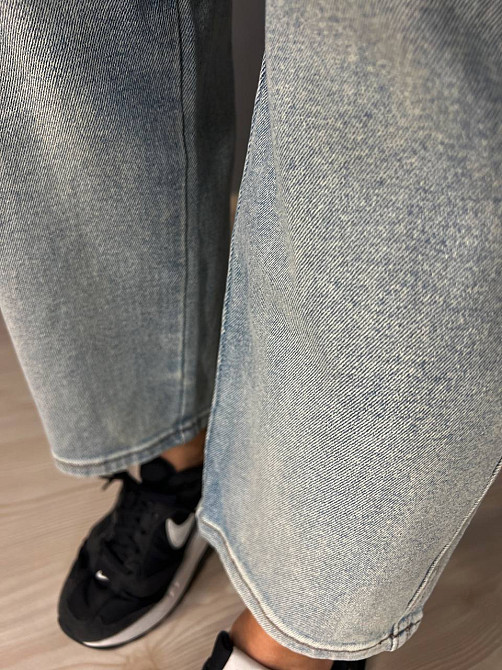 Джинси женские Sterling 9203-36 MOM бананы надпись на кармане большие размеры голубые, голубой, З4,  Одесса - изображение 10