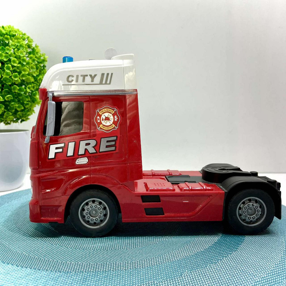 Трейлер Пожежна машина звуки підсвічування інерція гумові шини машинка вертоліт Червоний (666-66 F) Чернигов - изображение 8