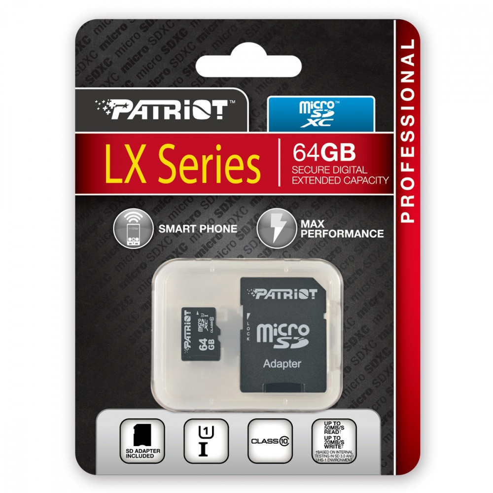 Карта пам'яті Patriot LX 64ГБ microSDXC з адаптером Київ - фото 2