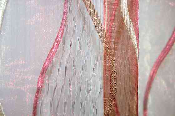 Тюль VR-Textil 1351т Органза з нейлоновою вишивкою Бордовий з золотистим 300х270 см (42-0078) Київ