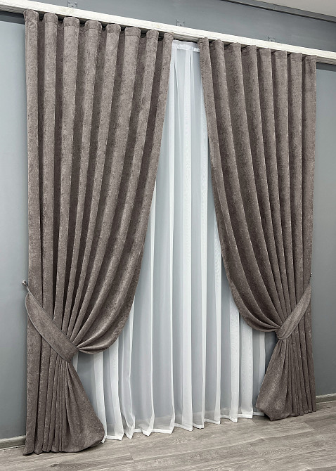 Комплект готовых штор VR-Textil Шенилл премиум VELMIRA Rich № 1924ш Капучино 150х290 см 2 шт (33-0990) Киев - изображение 3