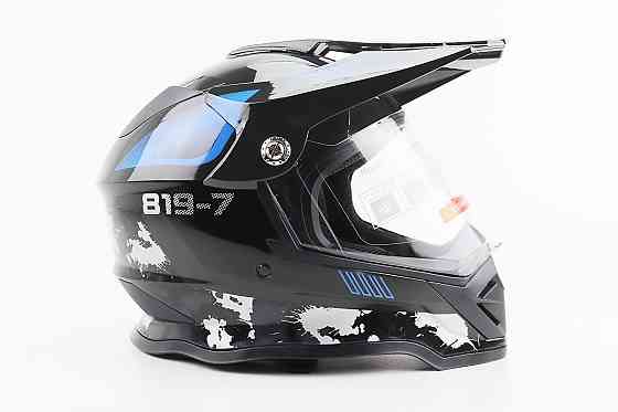 Шолом кросовий/ендуро/АТV зі склом BLD-819-7 S (55-56см), ЧОРНИЙ/СІРО-СИНІЙ Киев