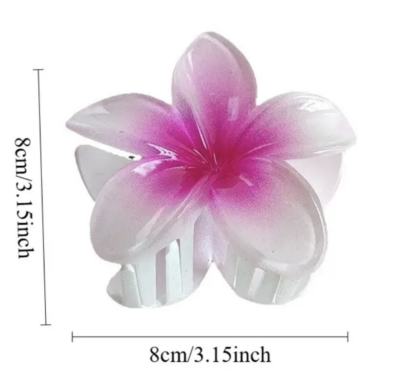 Заколка-крабік квітка Білий з рожевою серединкою Смела - изображение 2