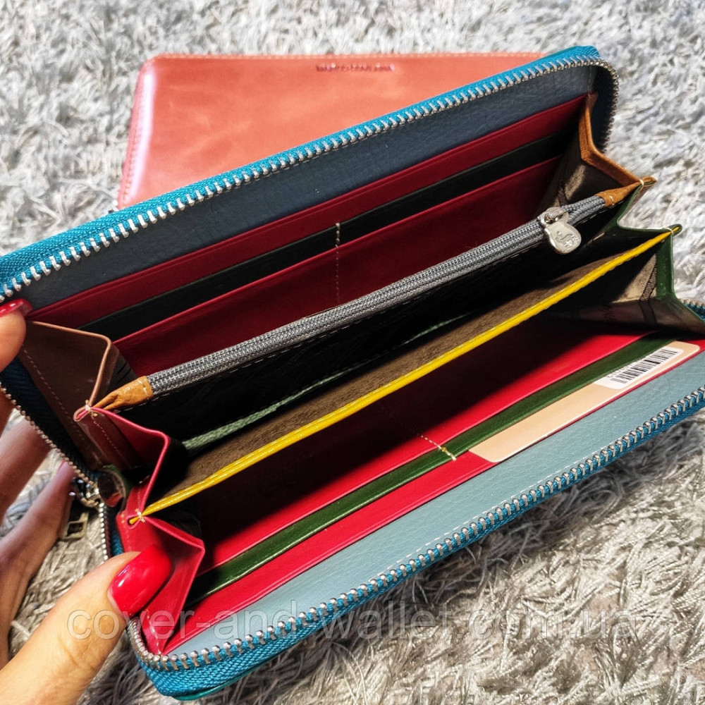 Бірюзовий шкіряний жіночий гаманець на блискавці Marco Coverna Київ - фото 4