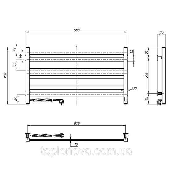 Сушарка для рушників Авангард 900х500 Sensor ліва з таймером, білий Чернівці