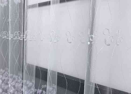 Тюль VR-Textil 1892т Фатин с вышивкой и люрексом Холодный белый 400х160 см (42-0889) Киев