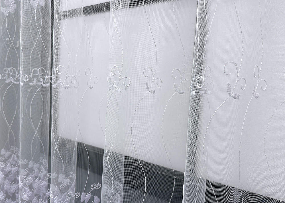 Тюль VR-Textil 1892т Фатин з вишивкою та люрексом Холодний білий 400х160 см (42-0889) Київ - фото 4