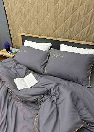 Комплект постільної білизни Сатин, Двоспальний 180х220 Сірий (88-157) Київ