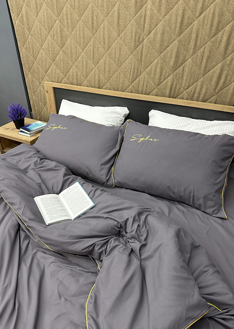 Комплект постільної білизни Сатин, Двоспальний 180х220 Сірий (88-157) Київ - фото 6