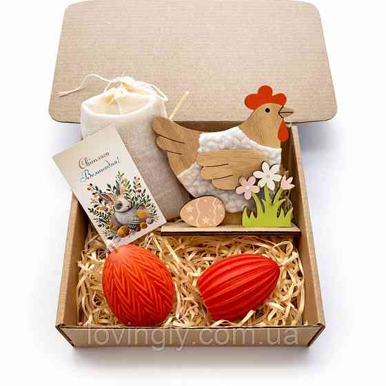 Подарунок до Великодня - святковий набір зі свічками у формі яєць та великоднім декором Ірпінь