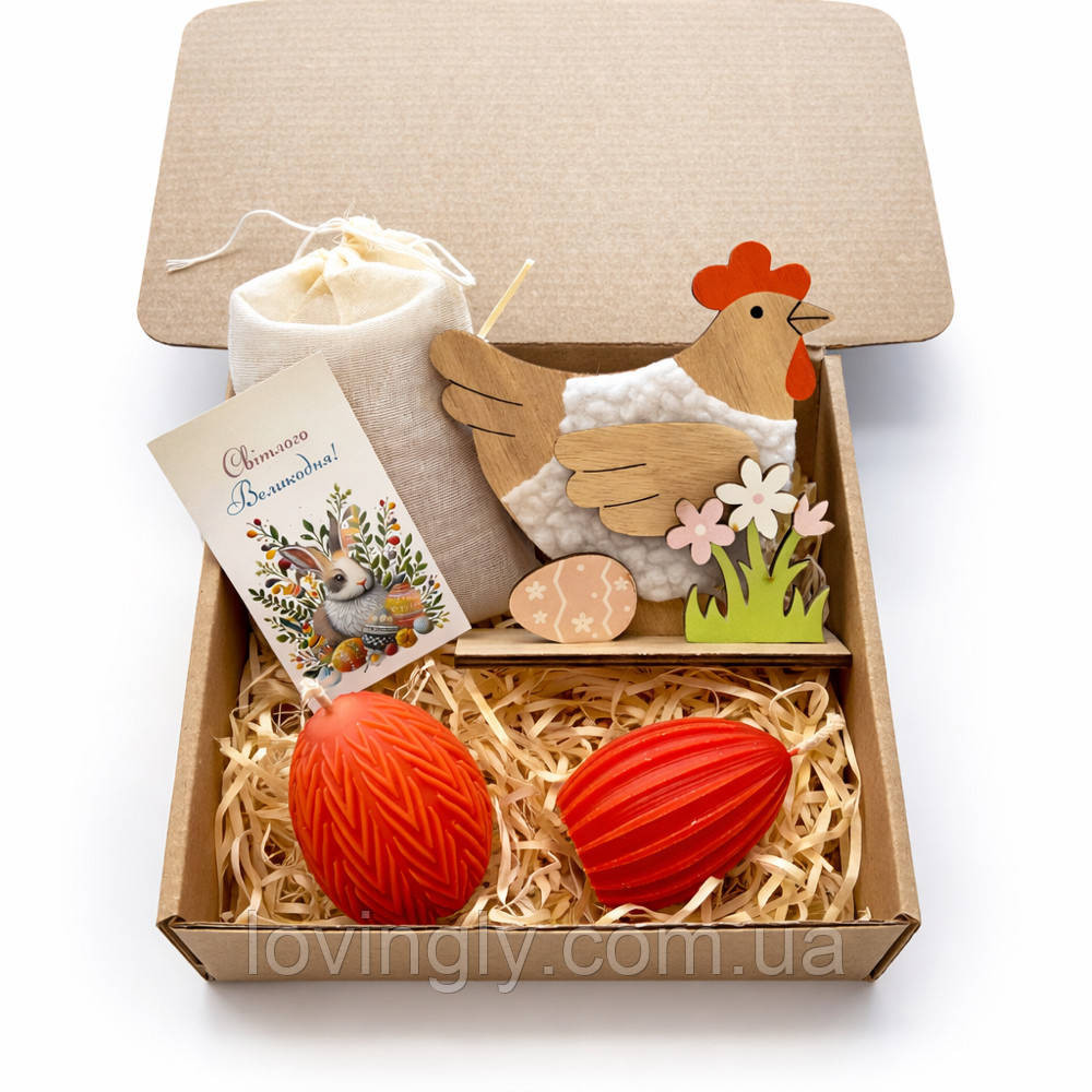 Подарунок до Великодня - святковий набір зі свічками у формі яєць та великоднім декором Ірпінь - фото 4