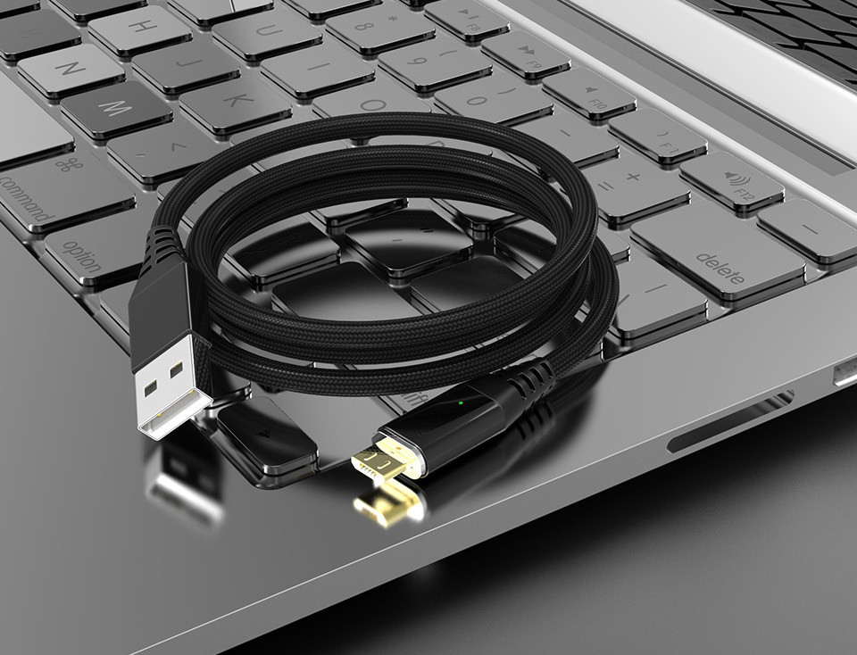 Магнітний кабель Micro USB PZOZ для заряджання і передачі даних (Чорний, 1м) Николаев - изображение 3
