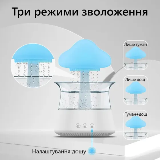 Зволожувач повітря Rainfall із ефектом дощу білий Дніпро