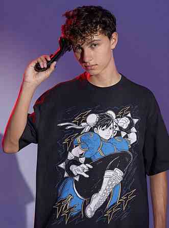 Футболка для хлопчика з аніме принтом Кхун Лі Стреет Фігхтер оверсайз (зріст від 165 до 180) Чорний AnimeJ0957m Дніпро