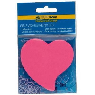 Папір для нотаток Buromax with adhesive layer "Heart", 50 sheets, NEON colors mix (BM.2362-99) Вінниця - фото 2