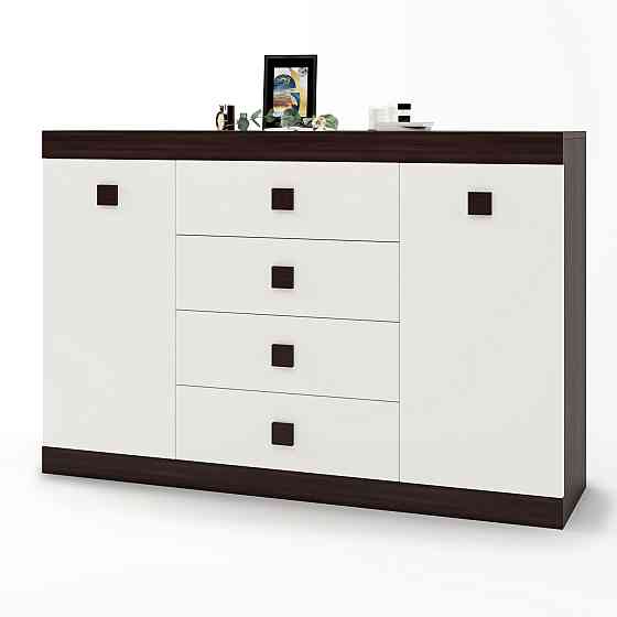 Великий комод Еверест на 4 ящики Соната-8 140х38х94 венге темний + білий (DTM-2015) Львів