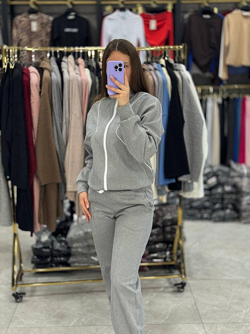 Женский стильный повседневный костюм Кашемир на шерстяной основе. Серый, 46/48 Одесса - изображение 4