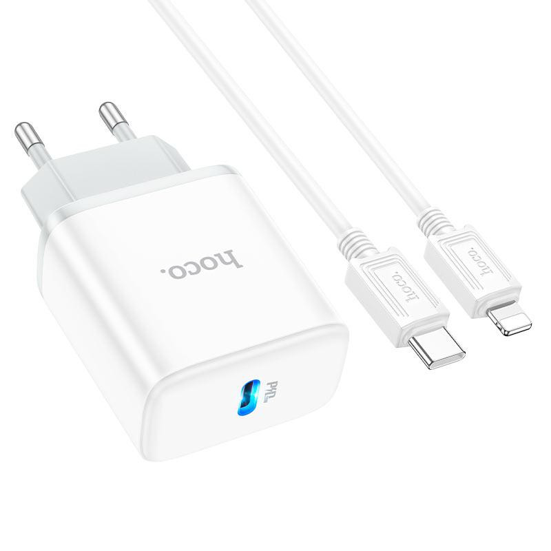 Зарядное устройство HOCO C104A с кабелем для iPhone белое Киев - изображение 8