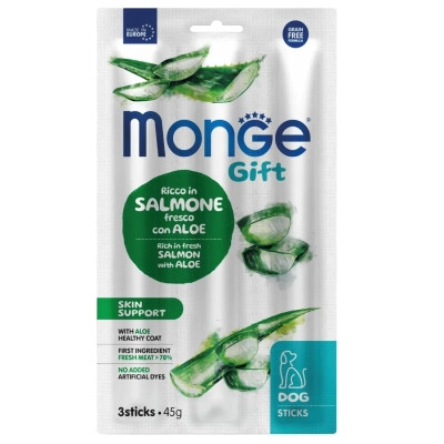 Лакомство для собак Monge Gift Dog Skin support лосось с алоэ 45 г (8009470085434) Винница - изображение 1