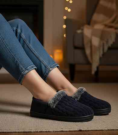 Капці жіночі з задніком сині фіоллетові з хутром теплі зимові домашні вуличні Одеса