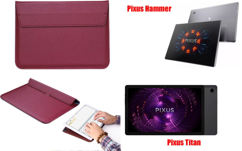 Чохол-конверт VitoCase для Pixus Hammer, Pixus Titan, з функцією підставки для планшета Бордовий Київ - фото 1