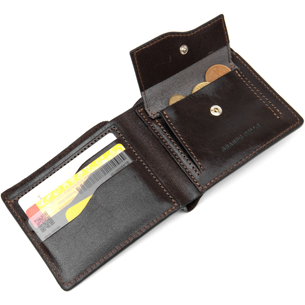 Портмоне з натуральної шкіри для чоловіків Коричневий (GRANDE PELLE) Київ - фото 9