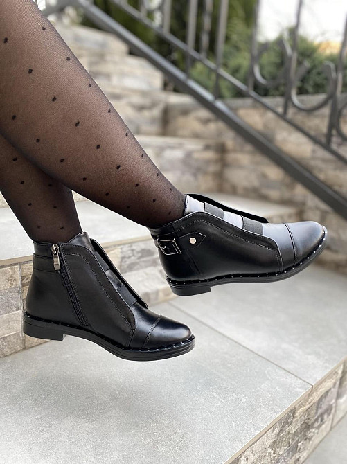 Жіночі черевики 10121 чорні натуральна шкіра висота 11см (1250) Коломыя - изображение 9