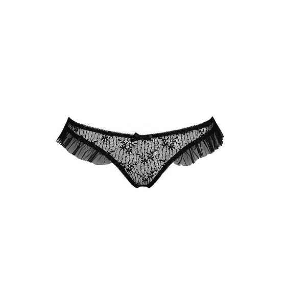 Трусики з оборками Passion Exclusive DONIA THONG XXL/XXXL, black Sex Aura Київ