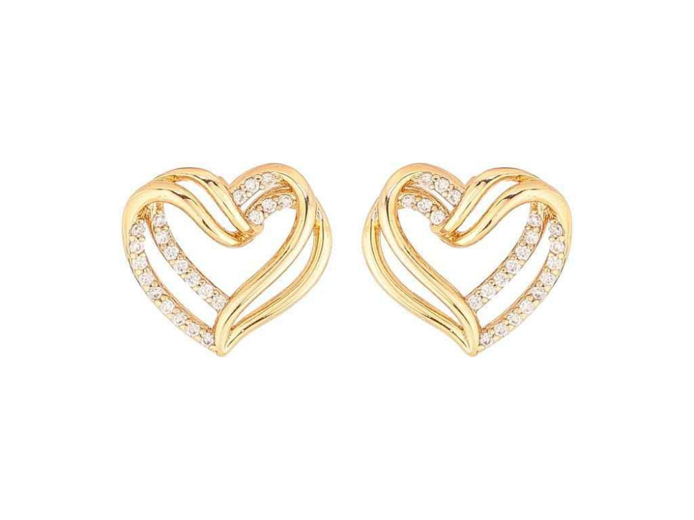 Сережки пусети Позолота 18К Сердечки з кристалами (312230) ТМ XUPING Київ - фото 1