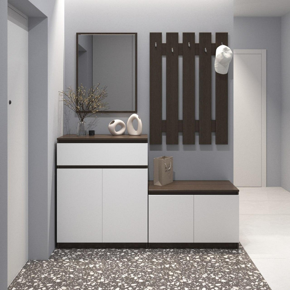 Прихожая VAYS, комплект в прихожую №2 Венге Темный-Белый фасад Львов - изображение 1