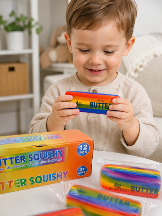 Антистресс-игрушка Squishy Butter Rainbow (Масло радужное) 13 см, мягкий сквиш для детей и взрослых Киев
