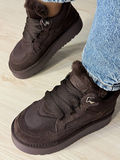 Черевики жіночі Hengji 275-4 уггі замшеві на платформі з хутром коричневі, 37, 23,5 см Київ - фото 16