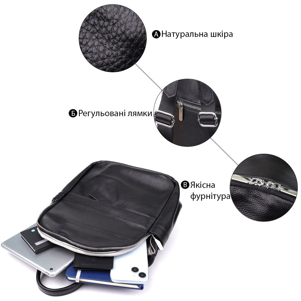Жіночий рюкзак з натуральної шкіри Vintage 23060 Чорний Київ - фото 4