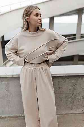 Женский стильный оверсайз костюм двойка: кофта и штаны турецкая трехнить петля пенье Таш Одесса