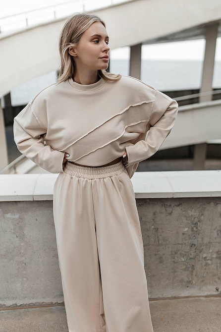 Женский стильный оверсайз костюм двойка: кофта и штаны турецкая трехнить петля пенье Таш Одесса - изображение 3