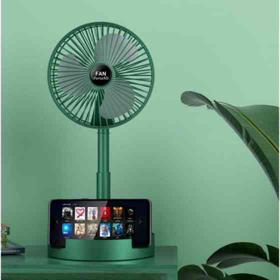 Складной вентилятор аккумуляторный на ножке Telescopic Folding Fan с USB зарядкой Green Винница