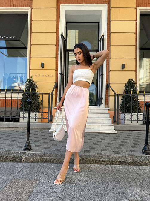 Жіноча шовкова спідниця Silk 42-44, Пудровий Київ - фото 1