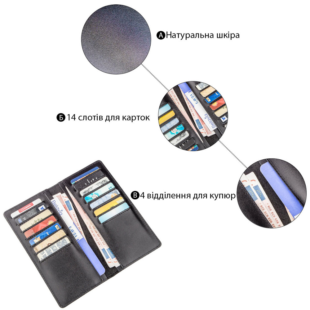 Вертикальное портмоне SHVIGEL 13991 Черное Киев - изображение 4