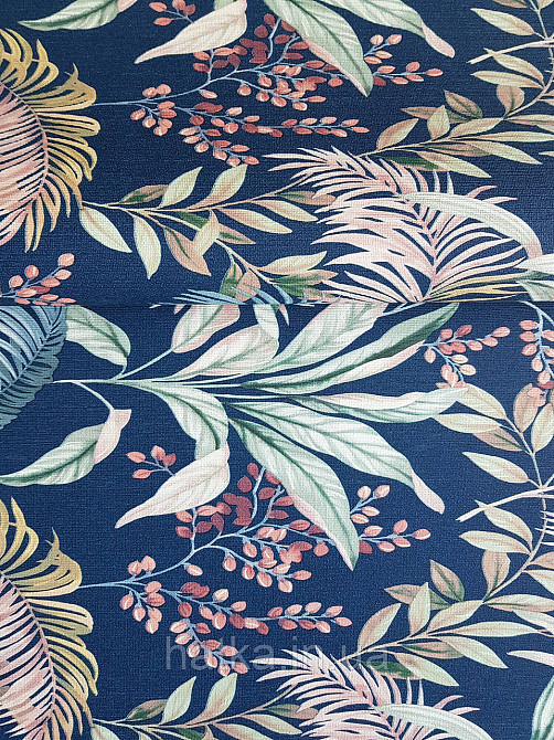 Шпалери вініл на флізеліні Rasch Florentine 1.06х10 листя гілки папороті банана зелені коричневі на синьому Київ - фото 1